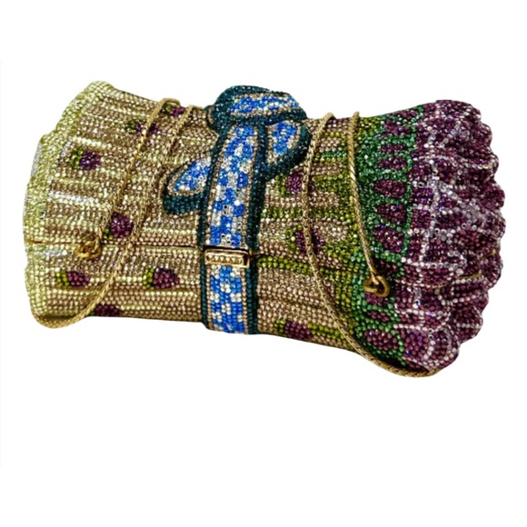Authentic Judith Leiber Crystal Asparagus Minaudière - Picture 1 of 16